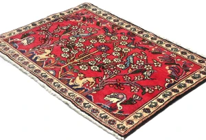 Vintage Red Pictorial 2X3 Hamedan Persian Rug
