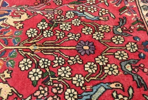 Vintage Red Pictorial 2X3 Hamedan Persian Rug