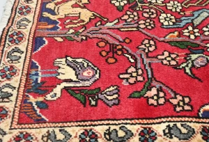 Vintage Red Pictorial 2X3 Hamedan Persian Rug