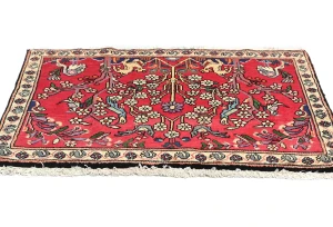 Vintage Red Pictorial 2X3 Hamedan Persian Rug
