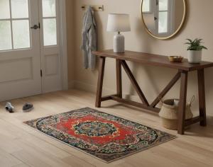 2'4 x 3'2 Hand Knotted Ghom Kashan Floral Persian Wool Rug