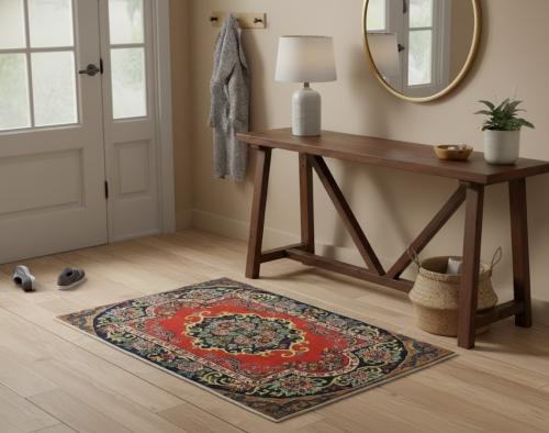 2'4 x 3'2 Hand Knotted Ghom Kashan Floral Persian Wool Rug