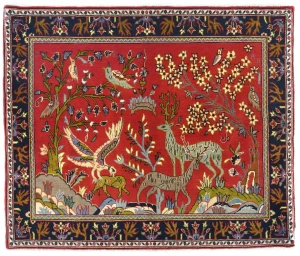 Vintage Red Traditional Floral 2'8X3'1 Kashan Persian Rug