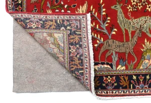 Vintage Red Traditional Floral 2'8X3'1 Kashan Persian Rug