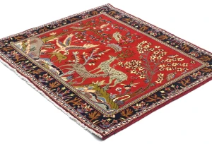 Vintage Red Traditional Floral 2'8X3'1 Kashan Persian Rug