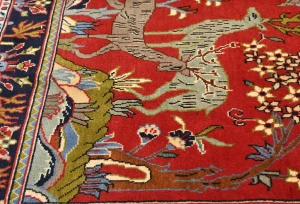 Vintage Red Traditional Floral 2'8X3'1 Kashan Persian Rug