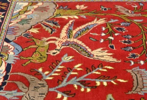 Vintage Red Traditional Floral 2'8X3'1 Kashan Persian Rug