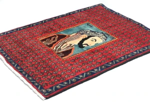 Vintage Red Floral 2'7X3'5 Zanjan Persian Rug