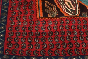 Vintage Red Floral 2'7X3'5 Zanjan Persian Rug