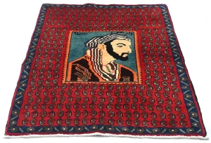 Vintage Red Floral 2'7X3'2 Zanjan Persian Rug