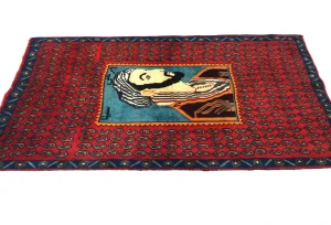 Vintage Red Floral 2'7X3'2 Zanjan Persian Rug