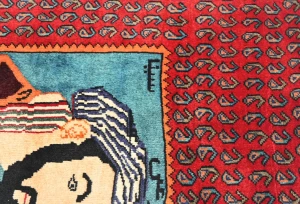 Vintage Red Floral 2'7X3'2 Zanjan Persian Rug