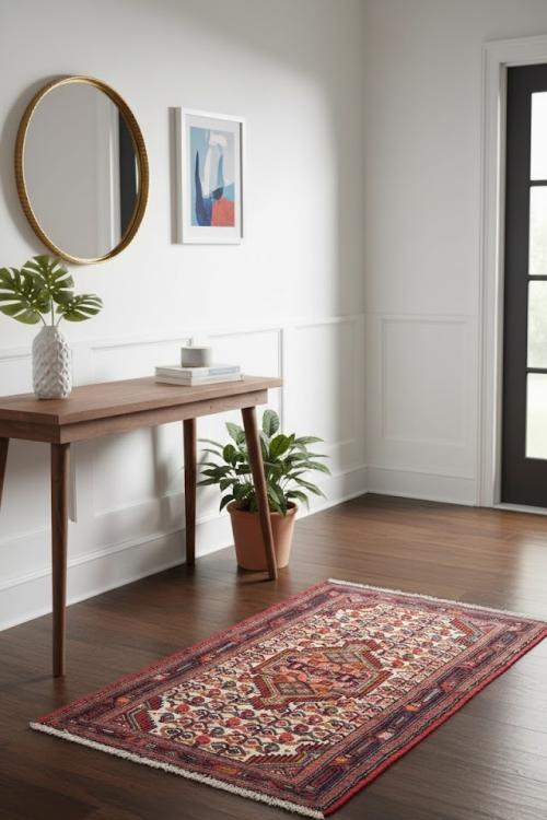 Vintage Cream Tribal 2'7X4'1 Tajabad Persian Oriental Rug