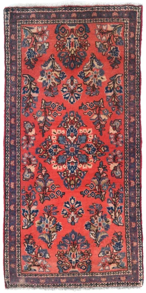 Semi Antique Light Red Floral 2X4 Sarouk Persian Rug