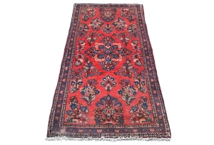 Semi Antique Light Red Floral 2X4 Sarouk Persian Rug