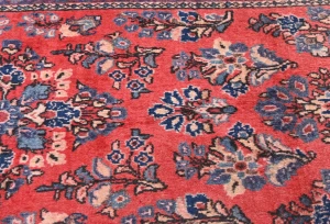 Semi Antique Light Red Floral 2X4 Sarouk Persian Rug