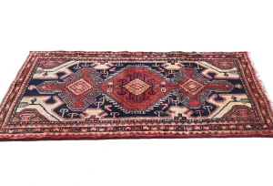 Vintage Cream Geometric 2'7X4'6 Hamedan Persian Rug