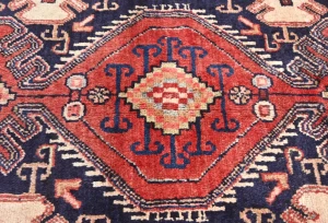 Vintage Cream Geometric 2'7X4'6 Hamedan Persian Rug