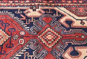 Vintage Cream Geometric 2'7X4'6 Hamedan Persian Rug