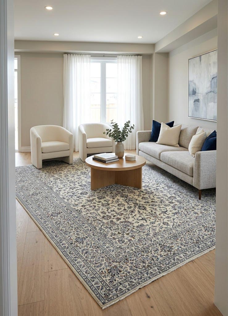 8'1x11'0 Hand Knotted Kashan Floral Persian Wool Rug - Image 2