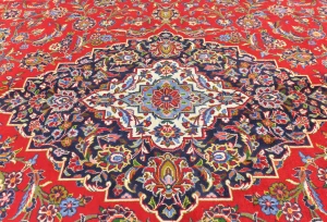 Vintage Red Traditional Floral 10X13 Kashan Persian Rug