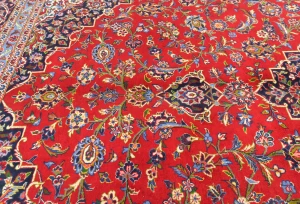 Vintage Red Traditional Floral 10X13 Kashan Persian Rug