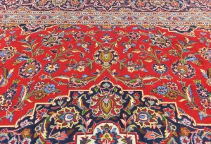 Vintage Red Traditional Floral 10X13 Kashan Persian Rug