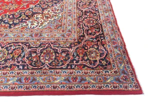 Vintage Red Traditional Floral 10X13 Kashan Persian Rug