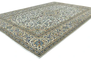 Vintage Cream Floral Traditional 8X12 Kashan Persian Rug