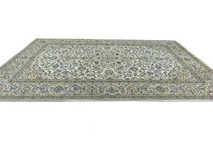 Vintage Cream Floral Traditional 8X12 Kashan Persian Rug