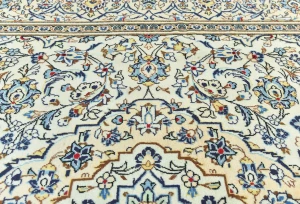 Vintage Cream Floral Traditional 8X12 Kashan Persian Rug