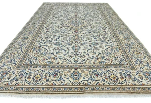 Vintage Cream Floral Traditional 8X12 Kashan Persian Rug