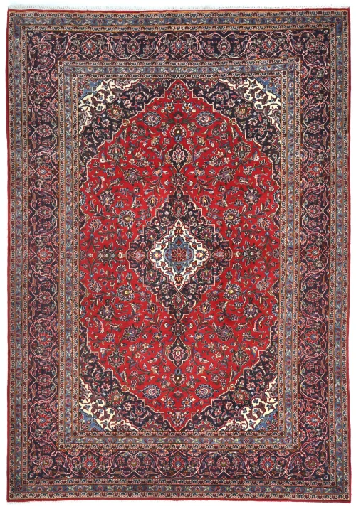 Vintage Red Floral Traditional 8x11 Kashan Persian Rug