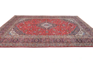 Vintage Red Floral Traditional 8x11 Kashan Persian Rug