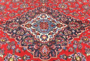 Vintage Red Floral Traditional 8x11 Kashan Persian Rug