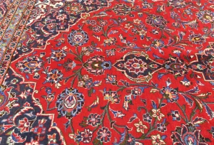 Vintage Red Floral Traditional 8x11 Kashan Persian Rug