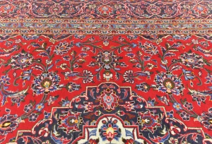 Vintage Red Floral Traditional 8x11 Kashan Persian Rug
