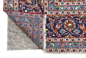 Vintage Red Floral Traditional 9'6X12'10 Kashan Persian Rug