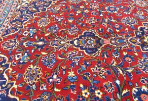 Vintage Red Floral Traditional 9'6X12'10 Kashan Persian Rug