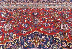 Vintage Red Floral Traditional 9'6X12'10 Kashan Persian Rug