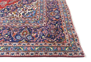 Vintage Red Floral Traditional 9'6X12'10 Kashan Persian Rug
