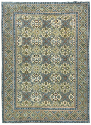 Semi Antique Cream Floral Traditional 9X12 Kashan Persian Oriental Rug