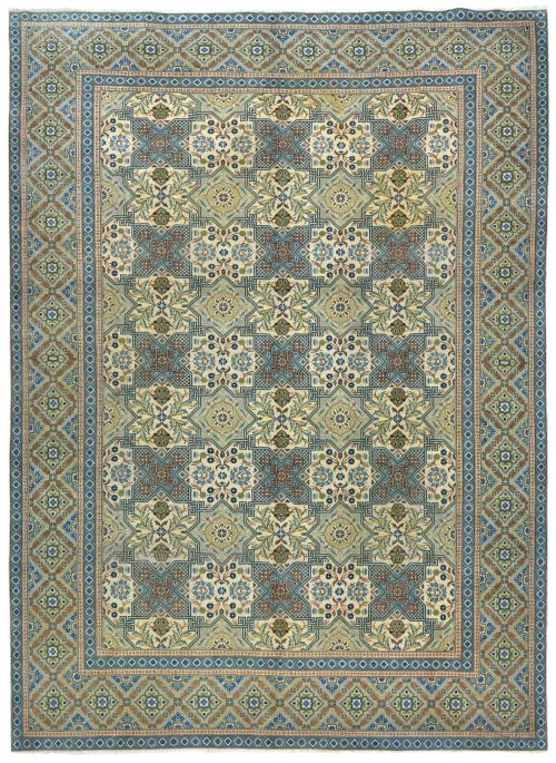 Semi Antique Cream Floral Traditional 9X12 Kashan Persian Oriental Rug