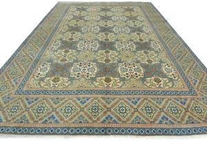 Semi Antique Cream Floral Traditional 9X12 Kashan Persian Oriental Rug