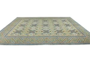 Semi Antique Cream Floral Traditional 9X12 Kashan Persian Oriental Rug