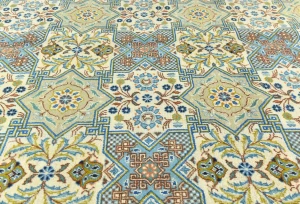 Semi Antique Cream Floral Traditional 9X12 Kashan Persian Oriental Rug