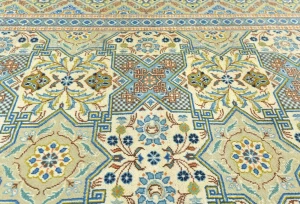 Semi Antique Cream Floral Traditional 9X12 Kashan Persian Oriental Rug