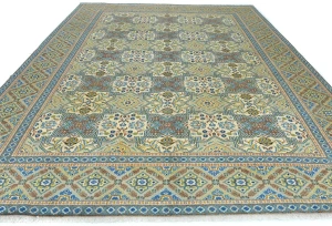 Semi Antique Cream Floral Traditional 9X12 Kashan Persian Oriental Rug