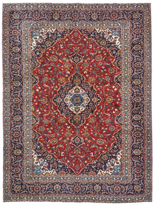 Vintage Red Traditional Floral 10X13 Kashan Persian Rug