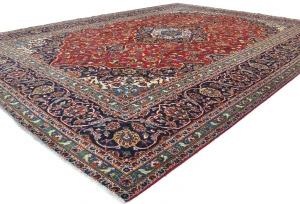 Vintage Red Traditional Floral 10X13 Kashan Persian Rug